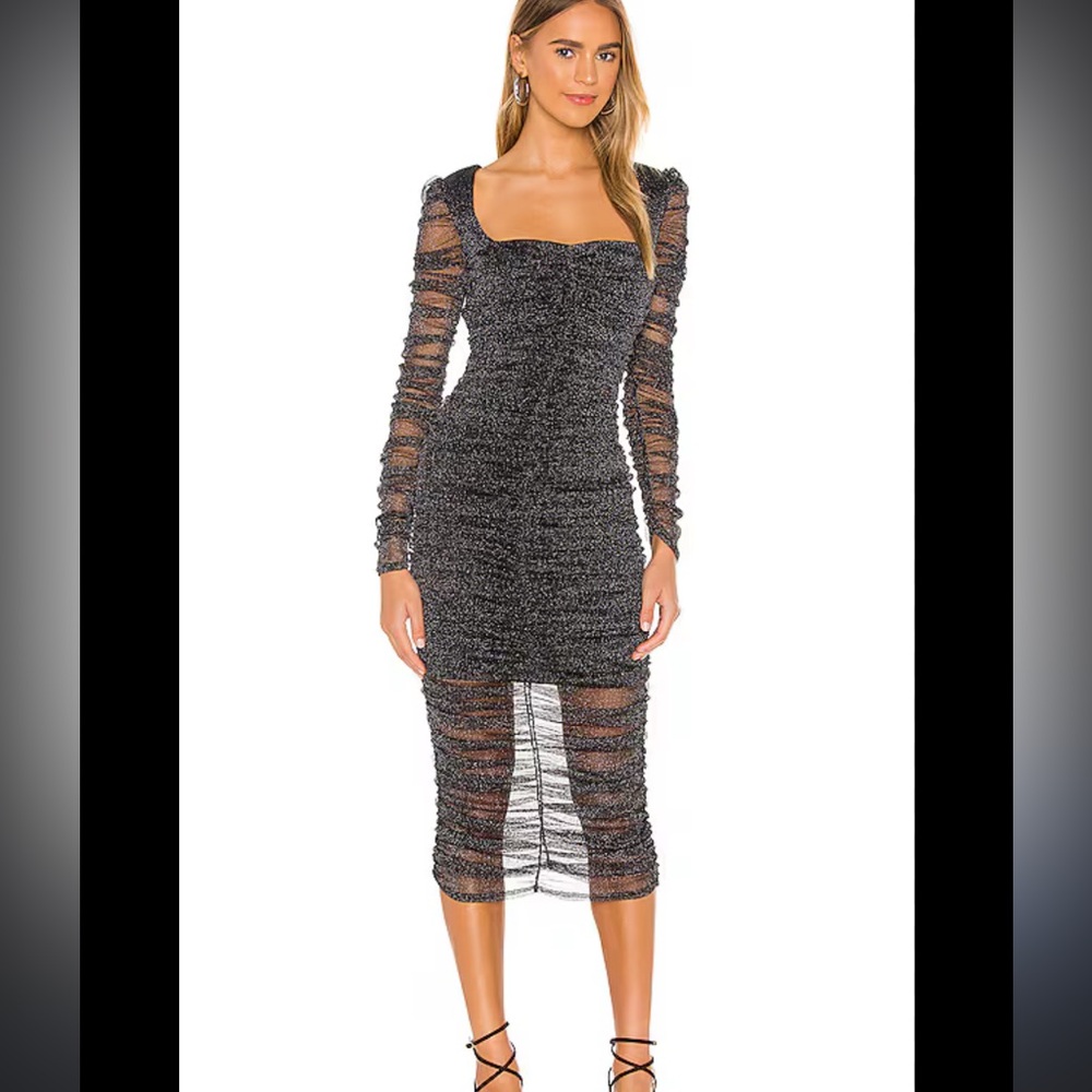 Jonathan Simkhai Zinnia Ruched Mesh Midi Dress - XS